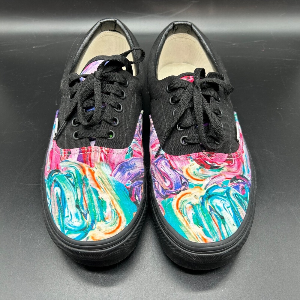 Vans Customs Marble Shoes Men 9.5 Women 11 Colorful Rainbow Swirl Paint EUC